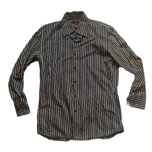 Dagr Canada Cotton Button Down Multi Color Pinstripe - Picture 1 of 4